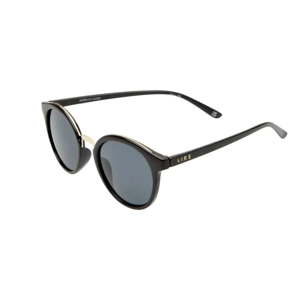AIRE Astro V2 Round Sunglasses‎ Black Gold Recycled Plastic 2122522 NEW